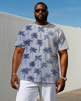 Men's Hawaiian Style Gradient Coconut Tree All Over Printed Casual Short Sleeve T-shirts